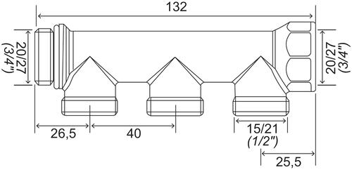 Collecteur laiton Easy Lock - entrées 20/27 - 3 départs 15/21